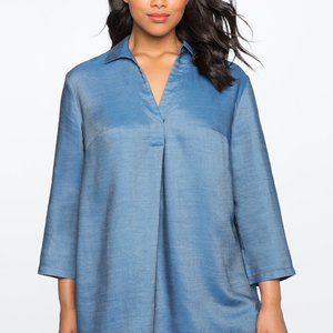 Eloquii Chambray Collared Tunic Top 18